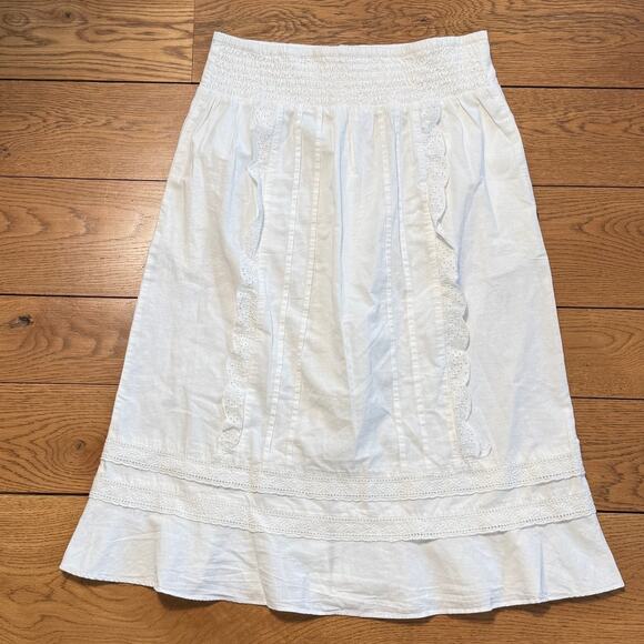 Free People Whitney Midi Skirt Size White Size: M Lace Prairie Cottage - Picture 2 of 6